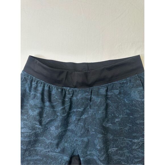 Lululemon Shorts Men Blue & Black Pattern Short Linerless 9" Pockets Gym Active, - Picture 6 of 6